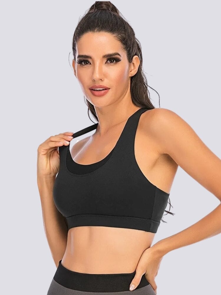 Soutien-Gorge Sport Sans Couture Bretelles Croisées Soutien-gorge sport helankezatrening.com sa Noir