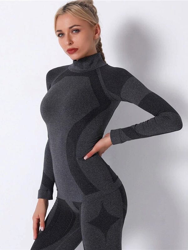 T-Shirt Sport Manches Longues Sans Couture, KindyFit T-Shirt helankezatrening.com : Legging Femme | Vêtements de Sport sa Noir