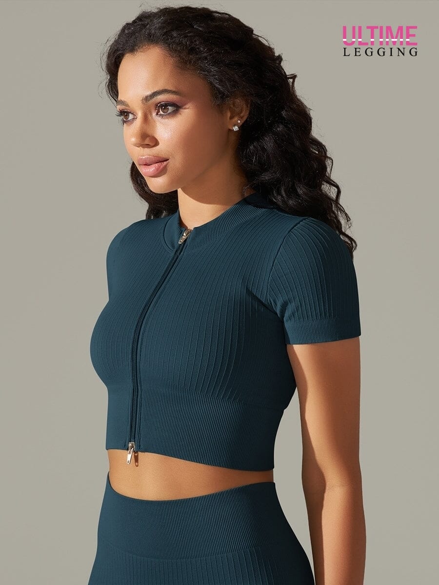 T-Shirt Sport Zippé Manches Courtes - Ultime-Legging T-Shirt helankezatrening.com sa Bleu royal
