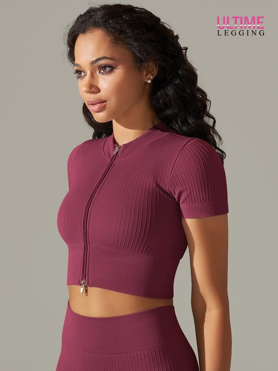 T-Shirt Sport Zippé Manches Courtes - Ultime-Legging T-Shirt helankezatrening.com sa Bordeaux