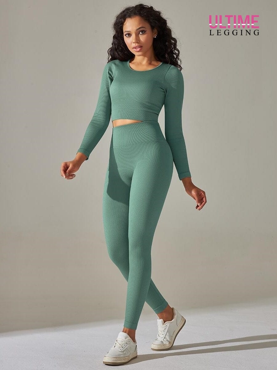 Tenue Sport Push Up - Ultime-Legging Ensemble Sport helankezatrening.com sa Vert grisé