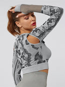 Crop top Sport Camouflage Maille Crop Top helankezatrening.com sa Gris