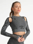 Crop top Sport Camouflage Maille Crop Top helankezatrening.com sa Gris foncé