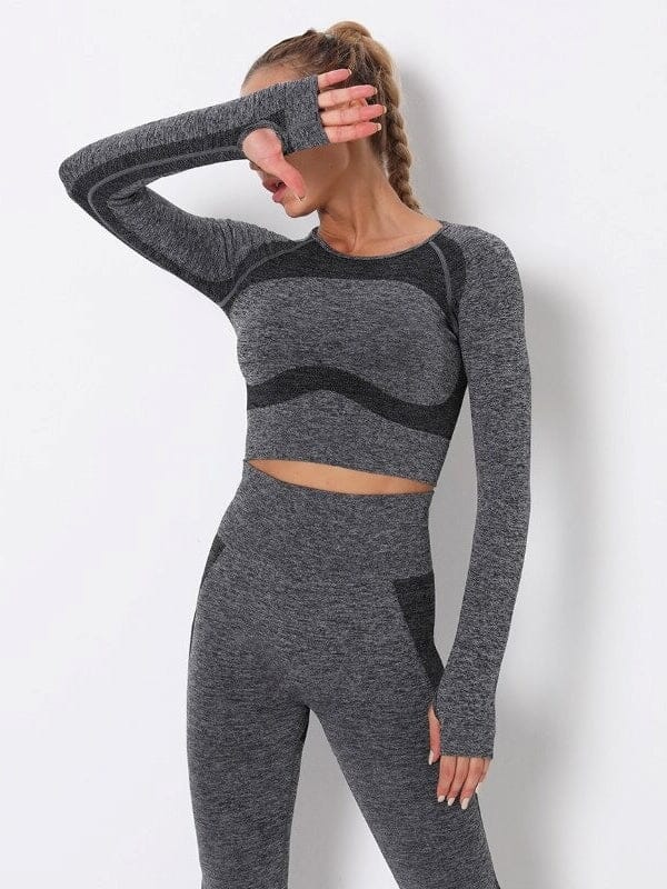 Crop Top Sport Court - Positiv Crop Top helankezatrening.com : Legging Femme | Vêtements de Sport sa Gris