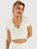 Crop Top Sport Manches Courtes Crop Top helankezatrening.com sa Blanc