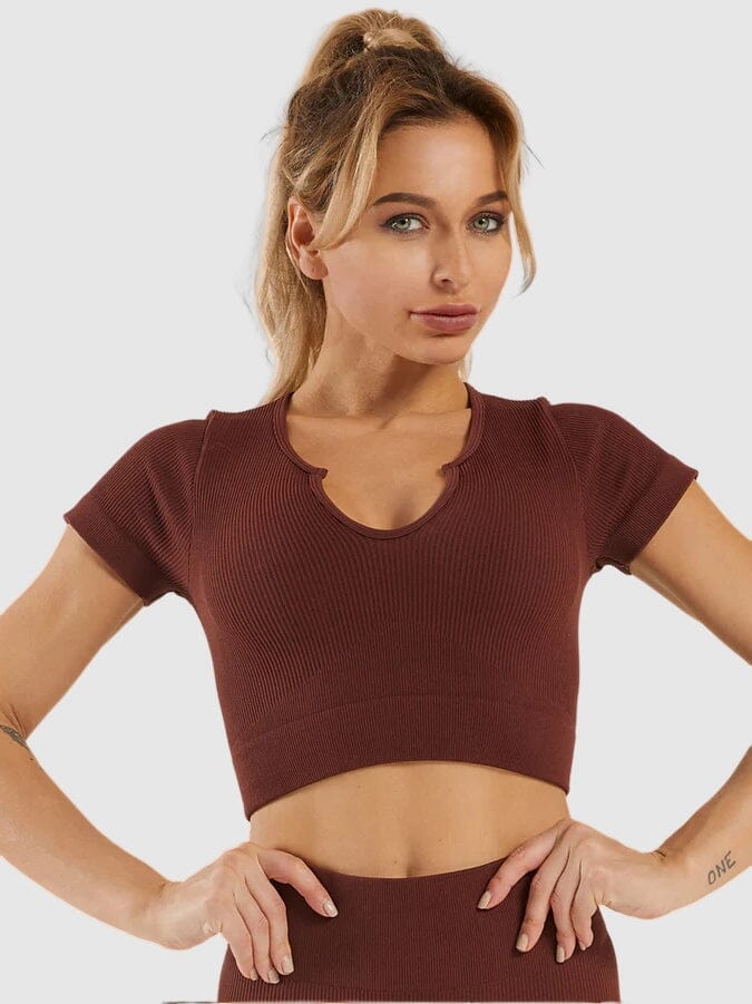 Crop Top Sport Manches Courtes Crop Top helankezatrening.com sa Marron