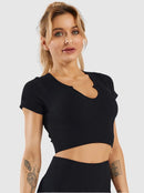 Crop Top Sport Manches Courtes Crop Top helankezatrening.com sa Noir