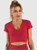 Crop Top Sport Manches Courtes Crop Top helankezatrening.com sa Rouge