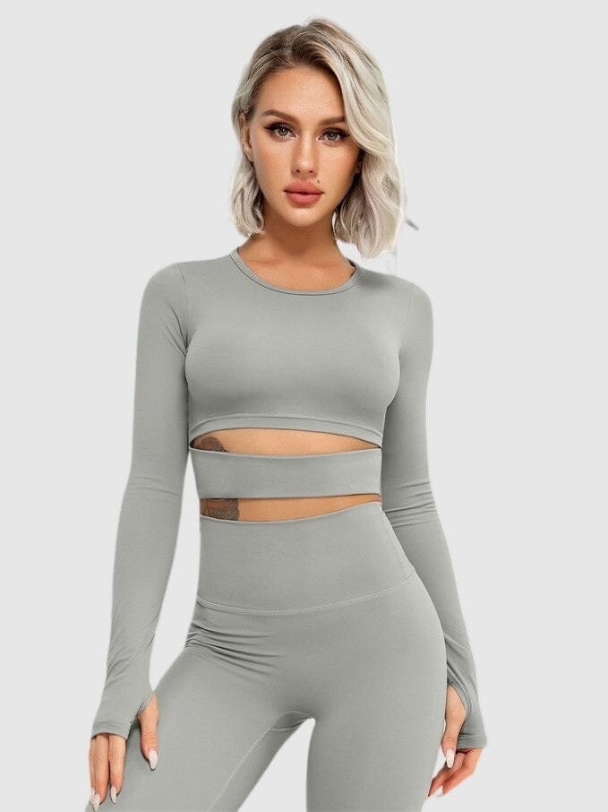 Crop Top Sport Manches Longues - Elixy Crop Top helankezatrening.com XS Gris