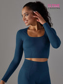 Crop Top Sport Manches Longues Fitness - Ultime-Legging Crop Top helankezatrening.com sa Bleu