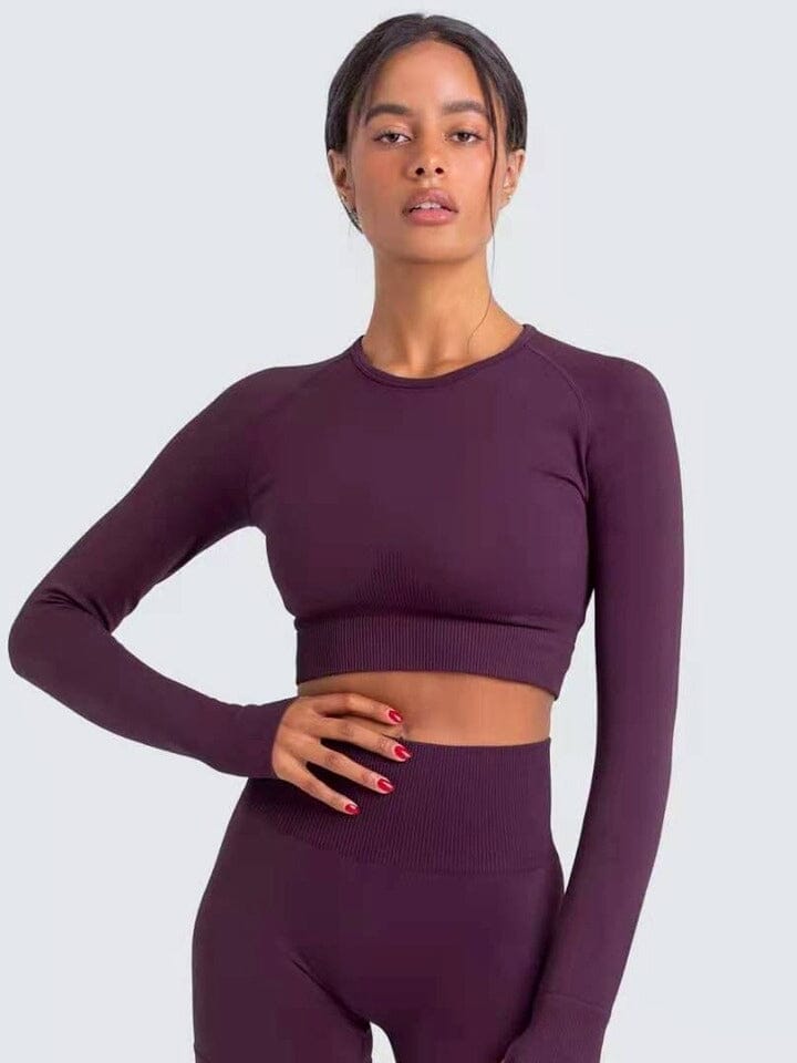 Crop Top Sport Moulant Crop Top helankezatrening.com : Legging Femme | Vêtements de Sport sa Violet foncé