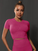 Crop Top Sport Push Up Crop Top helankezatrening.com : Legging Femme | Vêtements de Sport sa Fuchsia