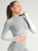 Crop Top Sport Sans Couture Manches Longues Crop Top helankezatrening.com sa Blanc