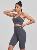 Ensemble Push Up, Sport Short Long Ensemble Sport helankezatrening.com sa Gris 