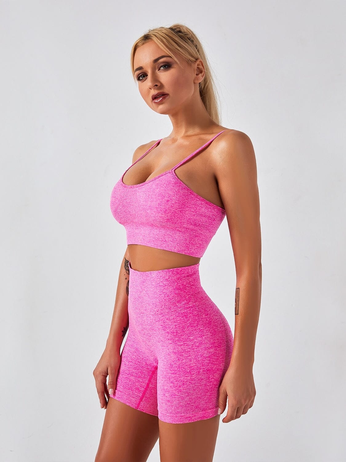 Ensemble Sans Couture, Short et Soutien-Gorge Ensemble Sport helankezatrening.com sa Rose 