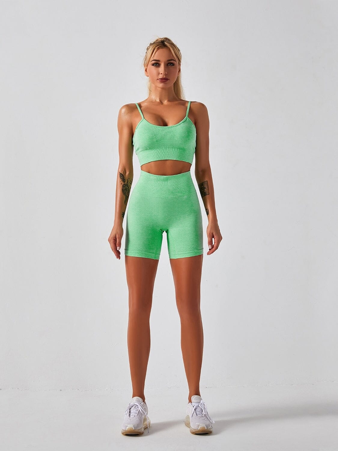 Ensemble Sans Couture, Short et Soutien-Gorge Ensemble Sport helankezatrening.com sa Vert 