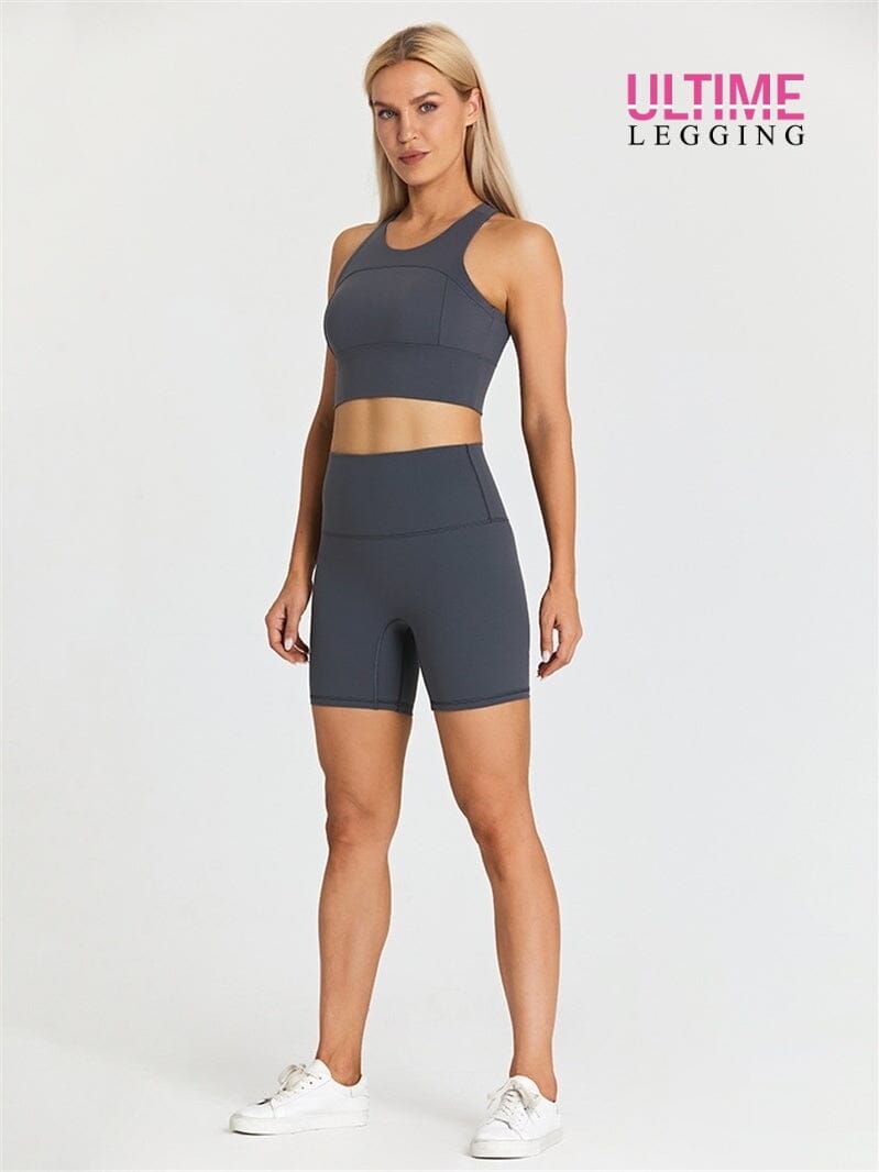 Ensemble Short Fitness - Ultime-Legging Ensemble Sport helankezatrening.com sa Gris