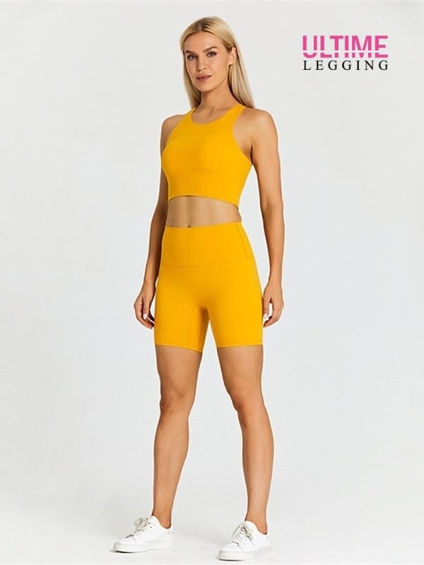 Ensemble Short Fitness - Ultime-Legging Ensemble Sport helankezatrening.com sa Jaune