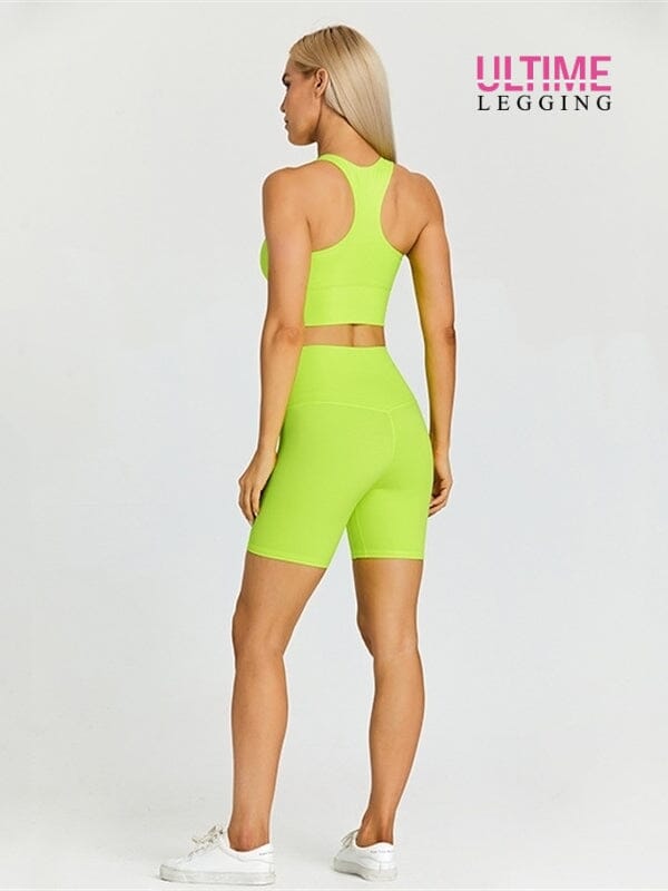 Ensemble Short Fitness - Ultime-Legging Ensemble Sport helankezatrening.com sa Jaune fluo