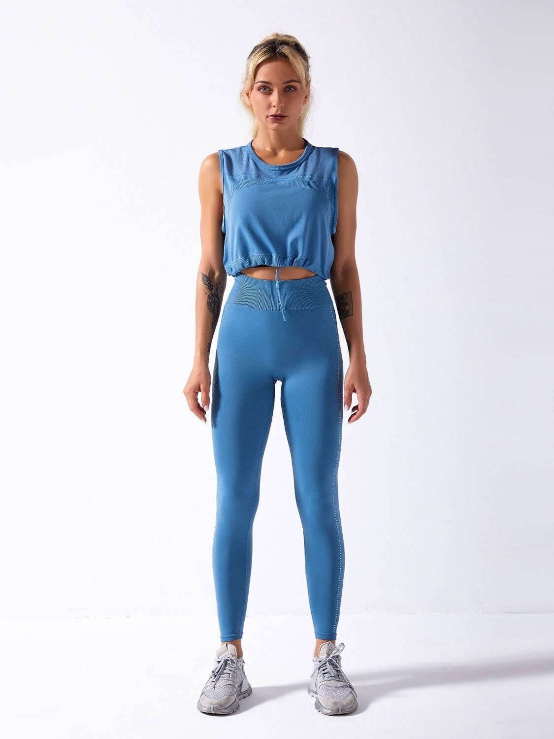 Ensemble Sport 2 pièces Legging et Top Ensemble Sport helankezatrening.com sa Bleu