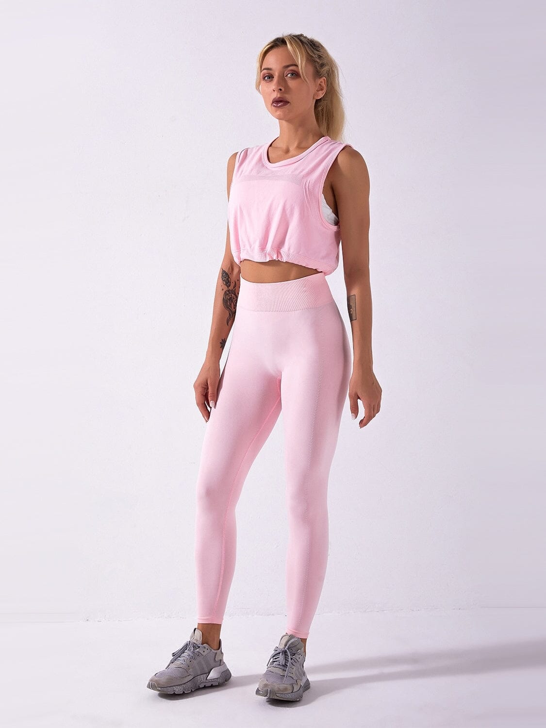 Ensemble Sport 2 pièces Legging et Top Ensemble Sport helankezatrening.com sa Rose