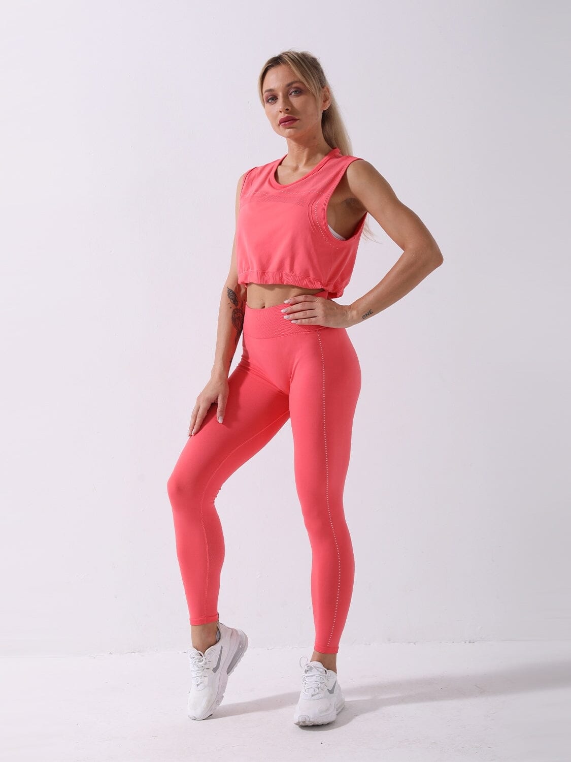 Ensemble Sport 2 pièces Legging et Top Ensemble Sport helankezatrening.com sa Rose foncé