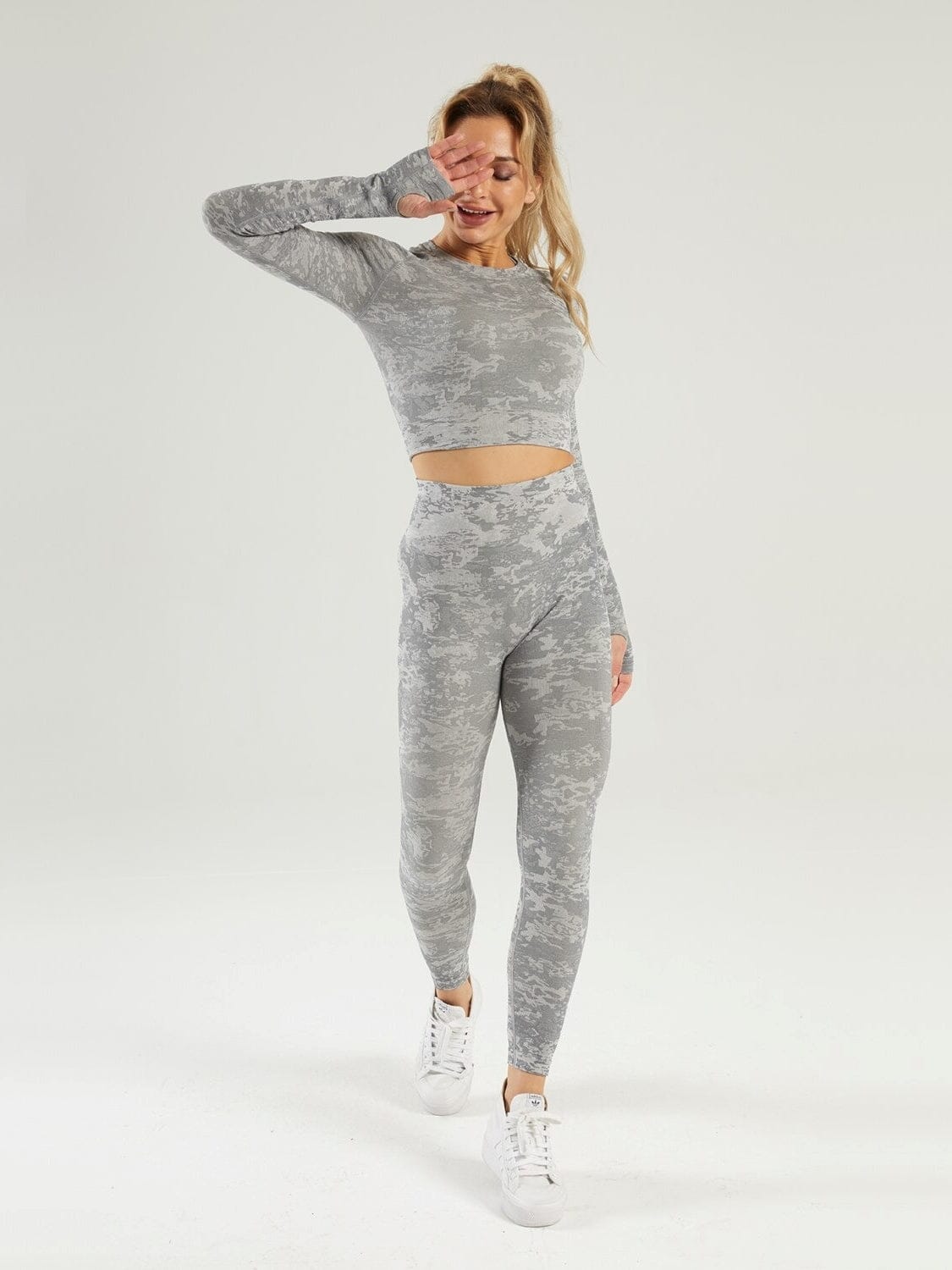 Ensemble Sport Camouflage Sans Couture Ensemble Sport helankezatrening.com : Legging Femme | Vêtements de Sport sa Kaki grisé