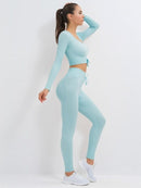 Ensemble Sport Côtelé Legging et Top Ensemble Sport helankezatrening.com : Legging Femme | Vêtements de Sport sa Bleu