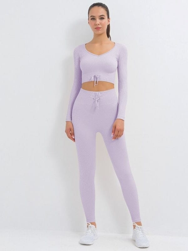 Ensemble Sport Côtelé Legging et Top Ensemble Sport helankezatrening.com : Legging Femme | Vêtements de Sport sa Violet