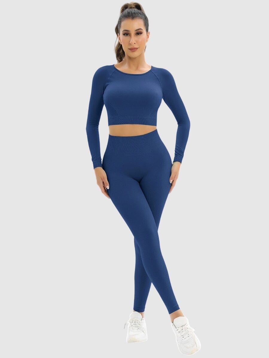 Ensemble Sport Legging et Crop Top Ensemble Sport helankezatrening.com : Legging Femme | Vêtements de Sport sa Bleu