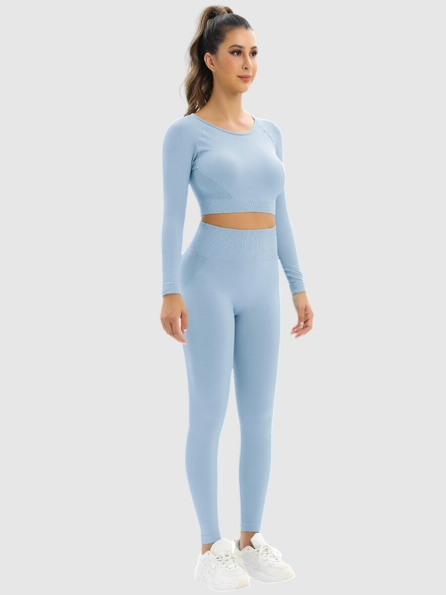 Ensemble Sport Legging et Crop Top Ensemble Sport helankezatrening.com : Legging Femme | Vêtements de Sport sa Bleu clair