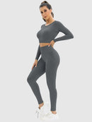 Ensemble Sport Legging et Crop Top Ensemble Sport helankezatrening.com : Legging Femme | Vêtements de Sport sa Gris