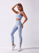 Ensemble Sport Maille Sans Couture Ensemble Sport helankezatrening.com : Legging Femme | Vêtements de Sport sa Bleu