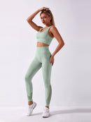 Ensemble Sport Maille Sans Couture Ensemble Sport helankezatrening.com : Legging Femme | Vêtements de Sport sa Vert pastel