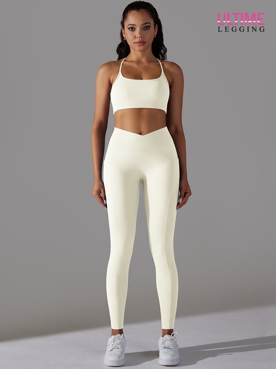 Ensemble Sport Push Up Poches - Fusion - Ultime-Legging Ensemble Sport helankezatrening.com XS Crème