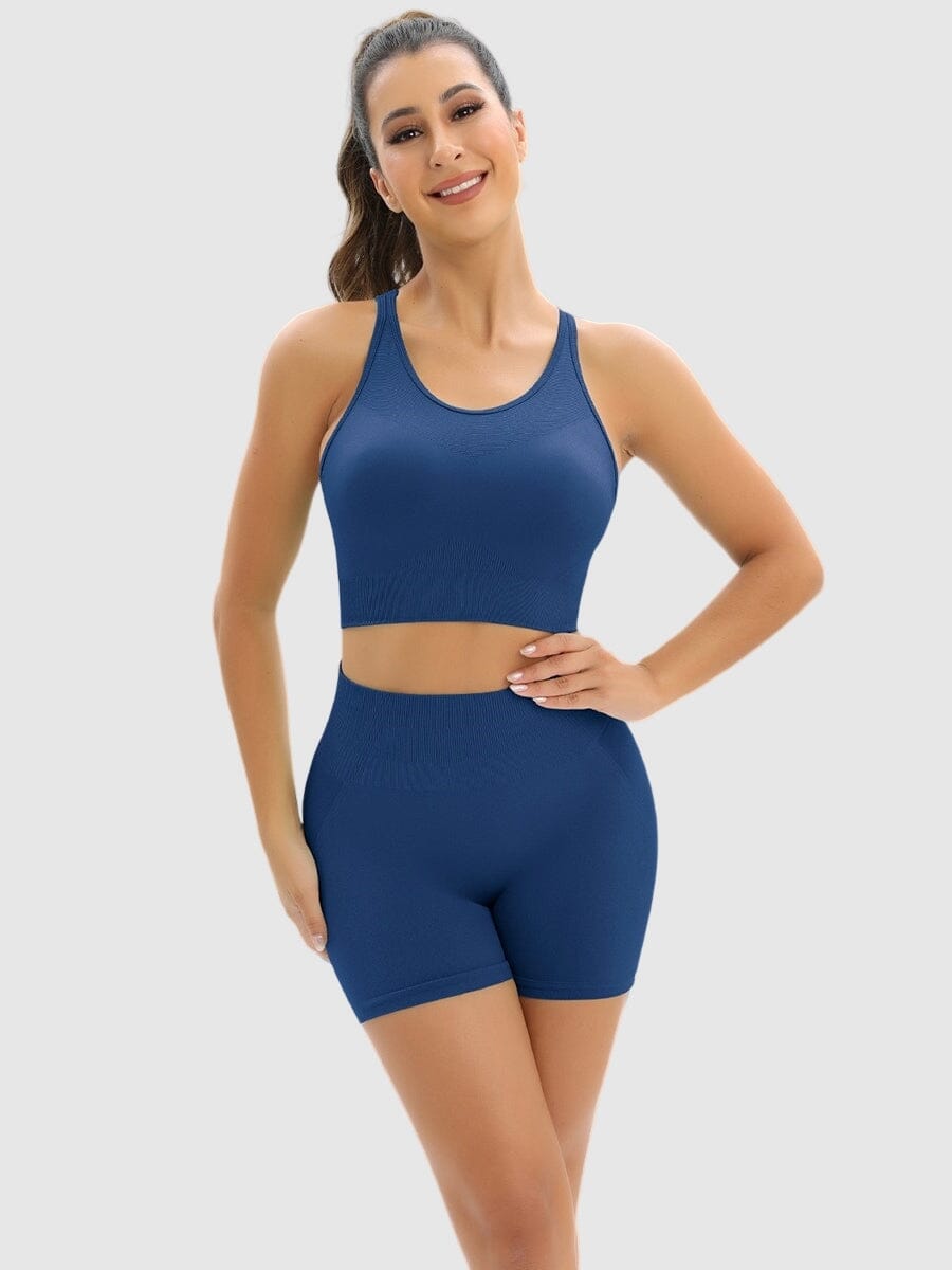 Ensemble Sport Push Up, Short et Brassière Ensemble Sport helankezatrening.com : Legging Femme | Vêtements de Sport sa Bleu 