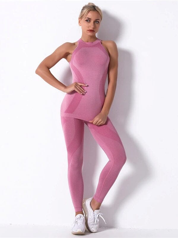 Ensemble Sport Sans Couture Legging et Top - KindyFit Ensemble Sport helankezatrening.com : Legging Femme | Vêtements de Sport sa Rose