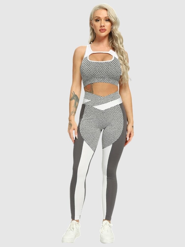 Ensemble Sport Sculptant, Legging Push Up et Brassière Ensemble Sport helankezatrening.com sa Gris 