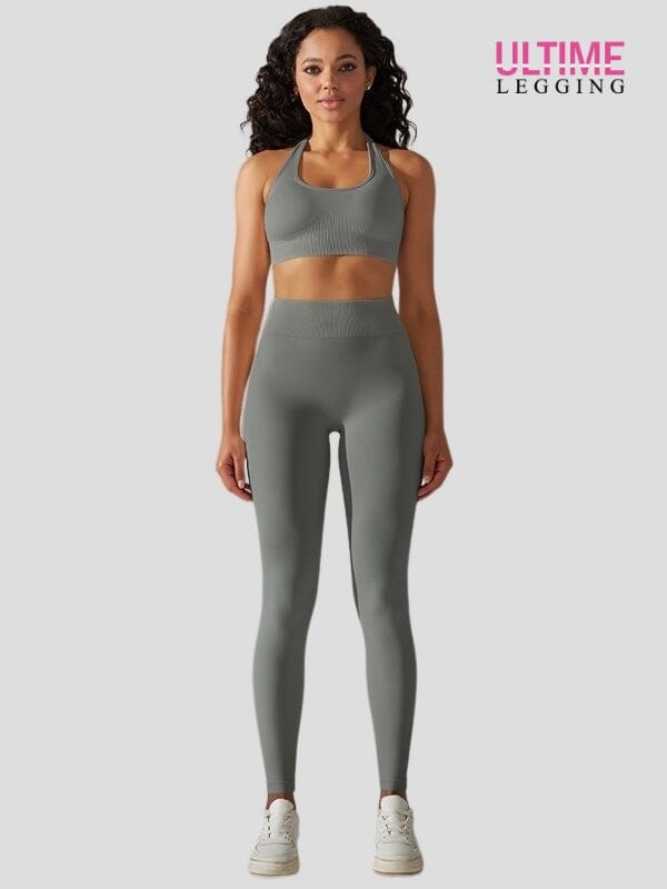 Ensemble Sport Seconde Peau Sans Couture - Ultime-Legging Ensemble Sport helankezatrening.com sa Gris