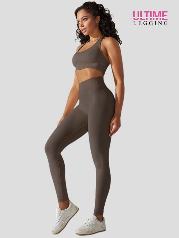 Ensemble Sport Seconde Peau Sans Couture - Ultime-Legging Ensemble Sport helankezatrening.com sa Marron