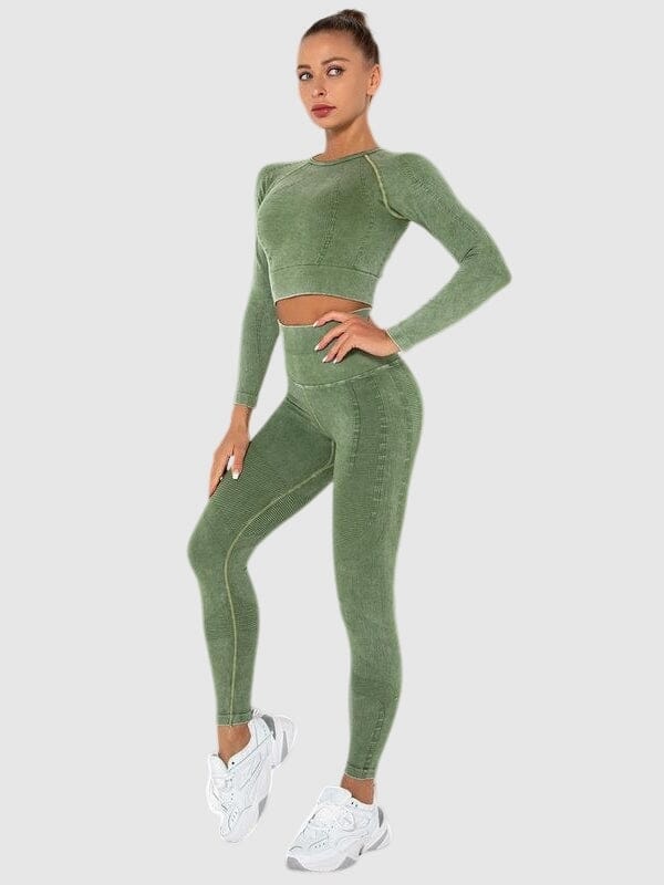 Ensemble Sport Teinté Délavé Ensemble Sport helankezatrening.com : Legging Femme | Vêtements de Sport sa Vert