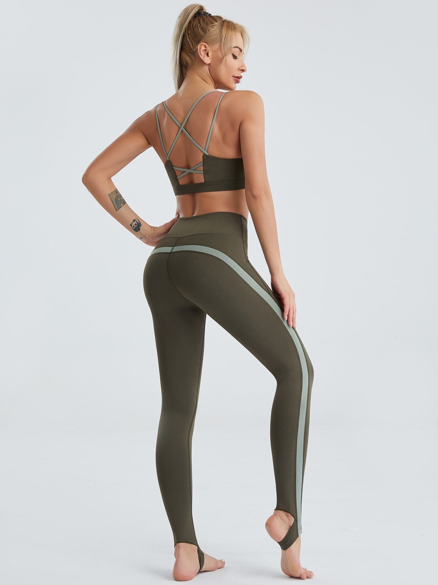 Ensemble Yoga Legging et Soutien-Gorge - Sully Ensemble Sport helankezatrening.com sa Kaki