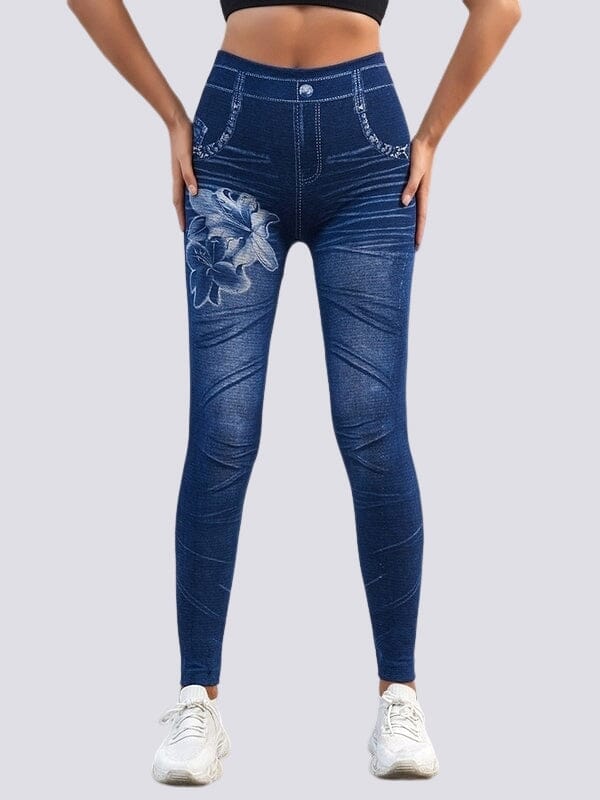 Jegging Bleu Taille Haute Jeggings helankezatrening.com M