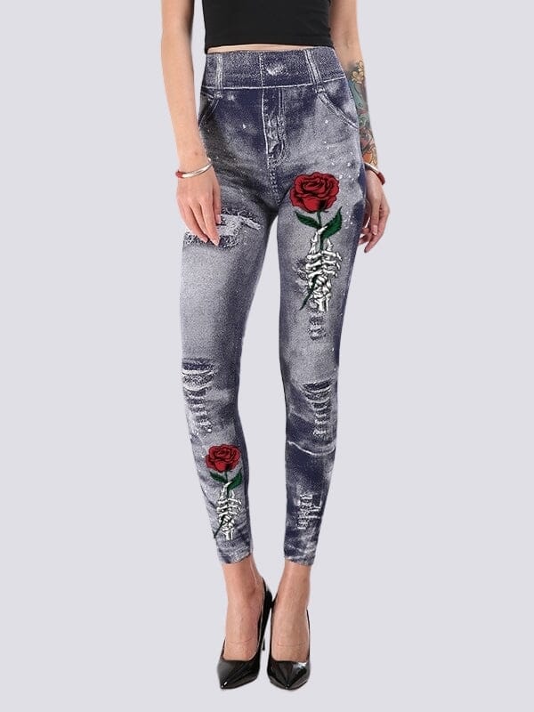 Jegging Effet Déchiré Jeggings helankezatrening.com sa Gris