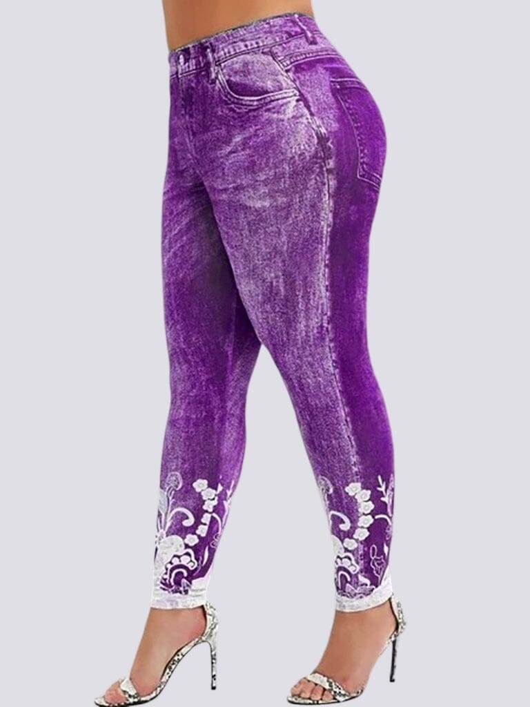 Jegging Grande Taille - Taille Haute Jeggings helankezatrening.com L Violet