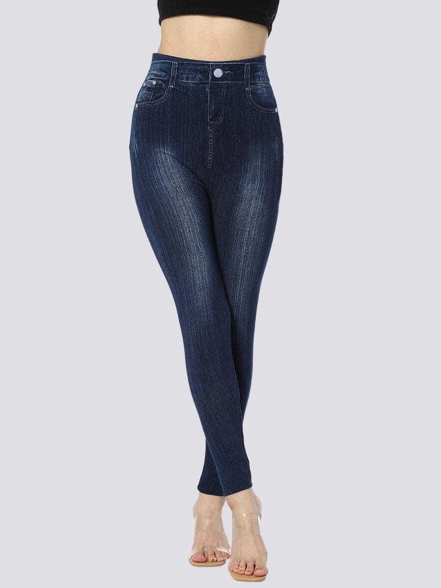 Jegging Taille Élastique Jeggings helankezatrening.com sa Bleu foncé