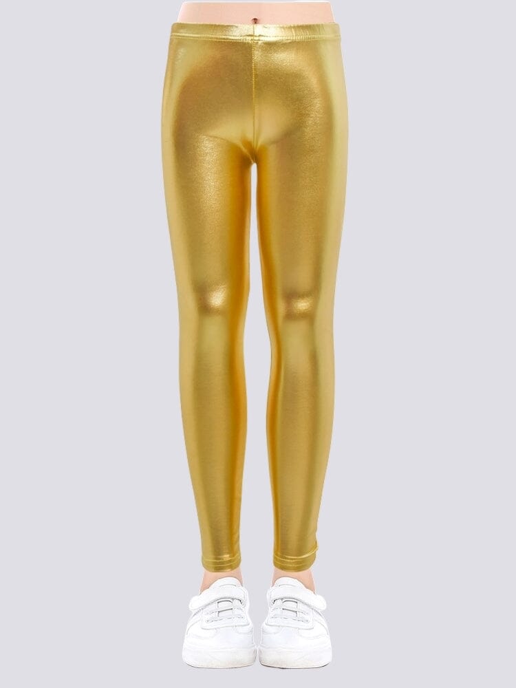 Legging Brillant Simili Cuir Fille Leggings helankezatrening.com 3 - 4 ans Or