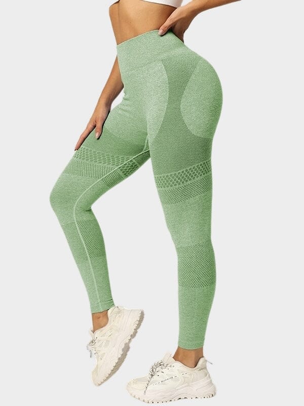 Legging Ceinture Large Sans Couture Sport Leggings helankezatrening.com sa Vert clair