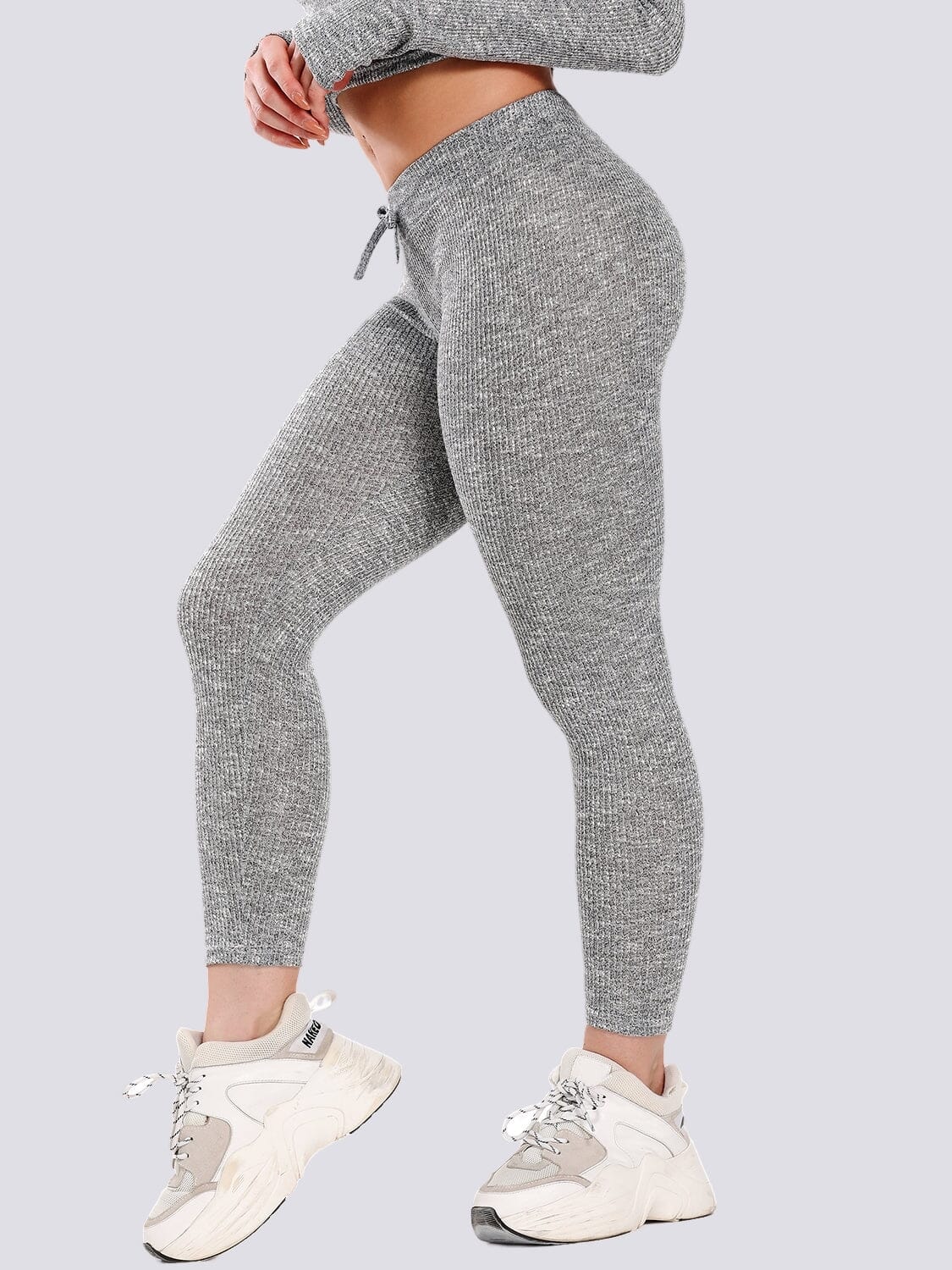 Legging Côtelé Taille Haute - Sport Leggings helankezatrening.com sa Gris