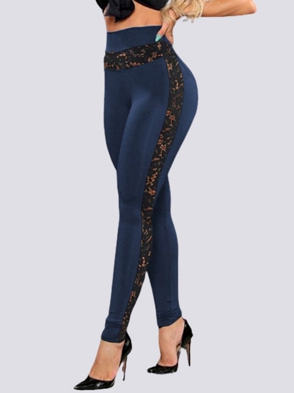 Legging Dentelle Taille Haute Leggings helankezatrening.com sa Bleu